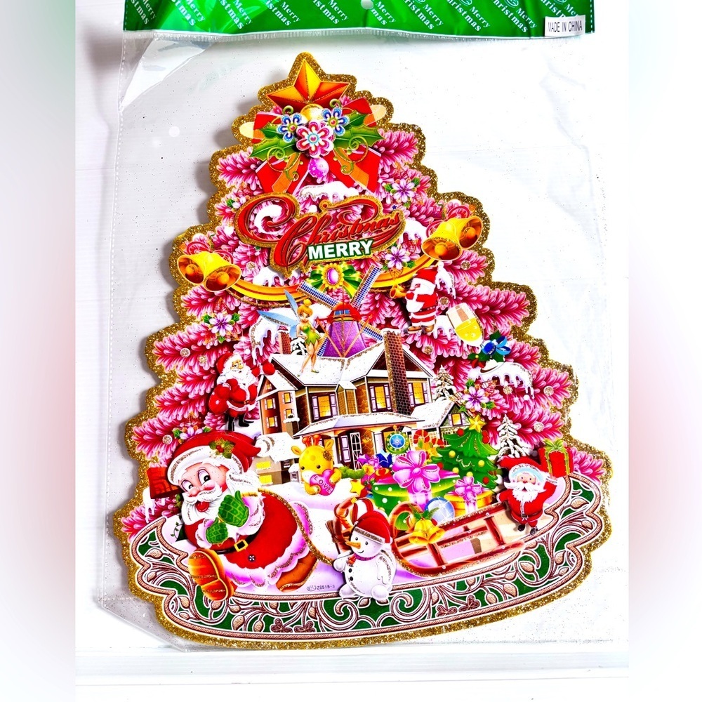 Vintage Glitter Christmas Wall Decoration 90s